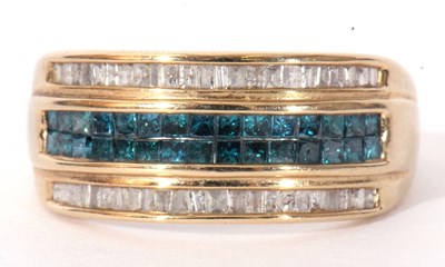 Lot 95 - Modern 9ct gold diamond and light blue stone...