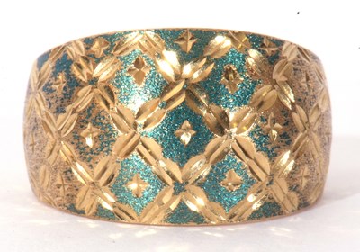 Lot 96 - Modern 9ct gold wide band ring engraved and...