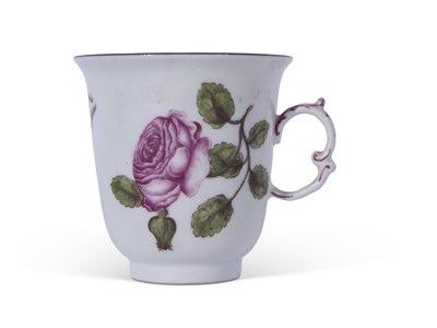 Lot 73 - Mid-18th century Meissen chocolate cup, finely...