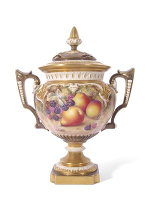 Lot 79 - Large Royal Worcester vase with reticulated...