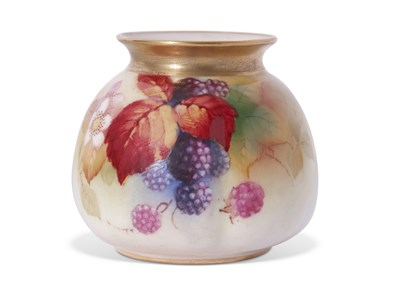 Lot 84 - Squat Royal Worcester vase of lobed shape...