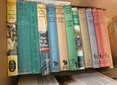Lot 99 - Box: W E JOHNS: BIGGLES etc titles