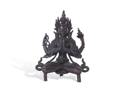 Lot 125 - Tibetan bronze figure of a Bodhisattva in...