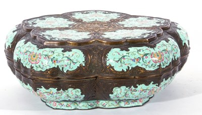 Lot 153 - An impressive Canton enamel box and cover of...