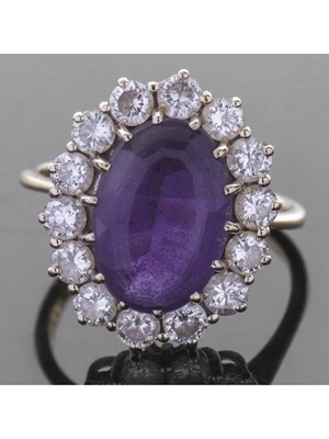 Lot 169 - Large amethyst and diamond set dress ring, the...