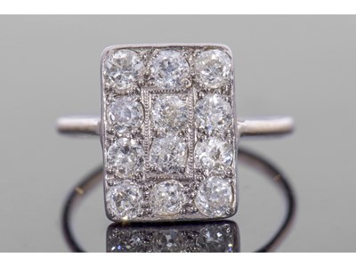 Lot 174 - Art Deco diamond cluster ring, the rectangular...