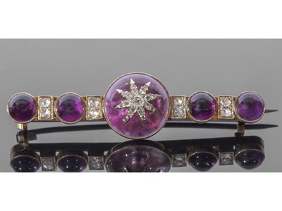 Lot 213 - Antique amethyst and diamond set brooch...