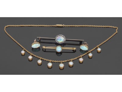 Lot 214 - Mixed Lot: antique opal and diamond brooch,...