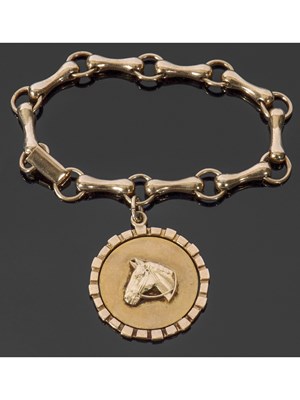 Lot 216 - 9ct gold bracelet and horse pendant, a design...