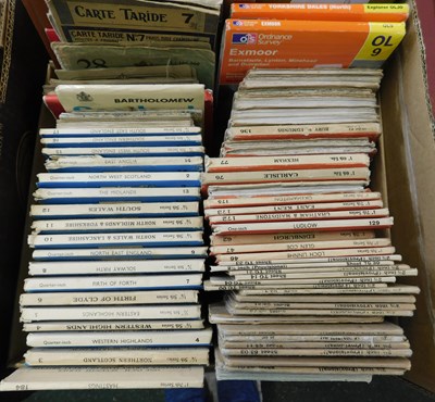 Lot 537 - Two boxes: travel guides, Ordnance Survey maps...