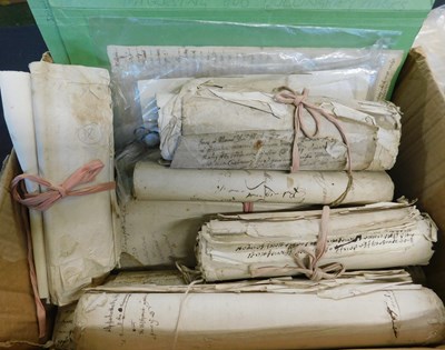Lot 564 - Box: Dullingham interest, vellum and other...