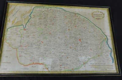 Lot 589 - ROBERT MORDEN: NORFOLK, engraved hand coloured...