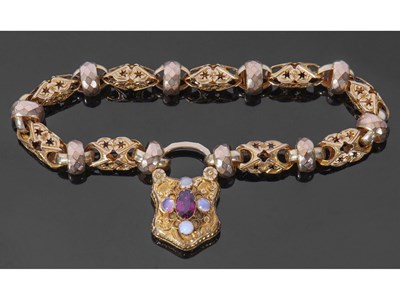 Lot 261 - Victorian yellow metal fancy link bracelet,...