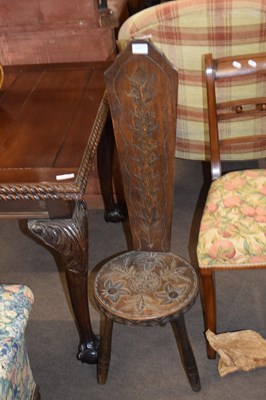 Lot 309 - Antique oak joint stool of typical form raised...