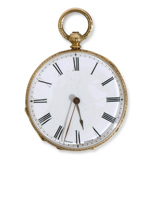 Lot 280 - Ladies 18K gold cased fob watch with key wind...