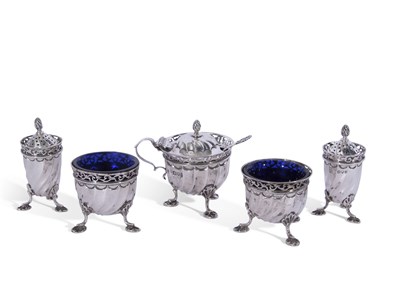Lot 326 - Late  Victorian five piece condiment set of...