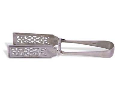 Lot 338 - Pair of Victorian silver asparagus tongs in...