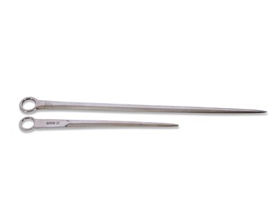 Lot 352 - George III silver meat skewer of plain design...