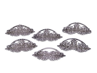 Lot 355 - Set of six Victorian silver menu holders, the...