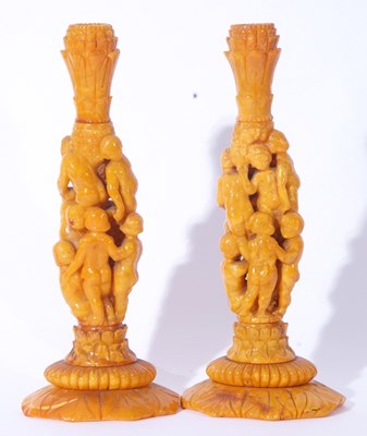 Lot 361 - Pair of mid 19th century natural Baltic amber...