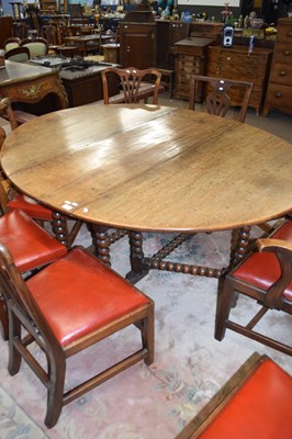 Lot 393 - 18th century oak drop leaf dining table on...