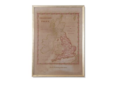 Lot 402 - Late 19th century needlework map of the...