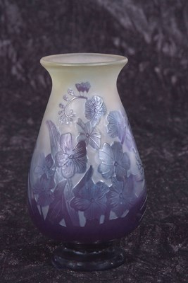 Lot 1 - A Galle vase, the balustar body with etched...