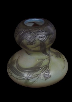 Lot 7 - A Galle double gourd vase with etched floral...