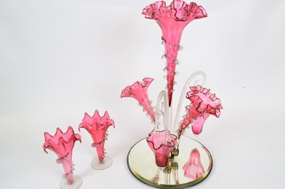 Lot 40 - Late 19th century cranberry coloured glass...