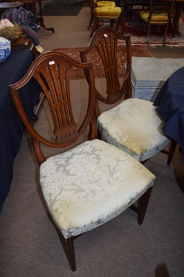 Lot 434 - Set of eight Georgian style mahogany shield...