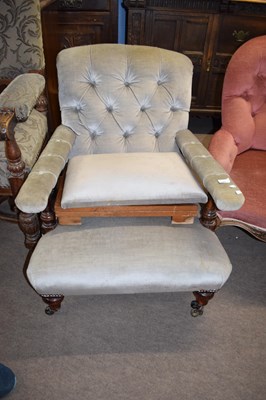 Lot 447 - Victorian pale blue upholstered button back...