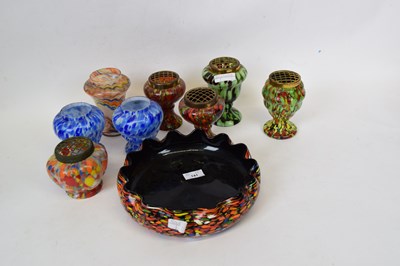 Lot 141 - Group of glass flower vases, all with mottled...