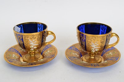 Lot 206 - Quantity of cups and saucers, blue glass...