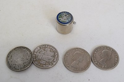 Lot 239 - Four crowns and small silver metal box with St...