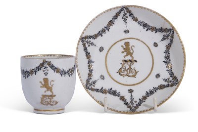 Lot 82 - A rare Lowestoft porcelain cup and saucer...