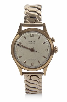 Lot 405 - Vulcain Cricket rolled gold alarm gents wrist...