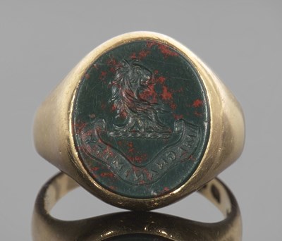 Lot 320 - Victorian 18ct gold bloodstone intaglio seal...