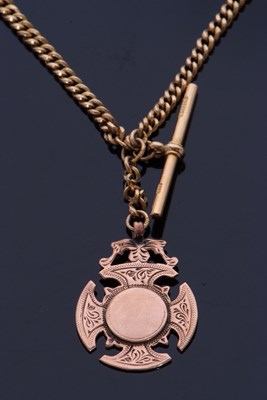 Lot 368 - 18ct gold double Albert watch chain with a...