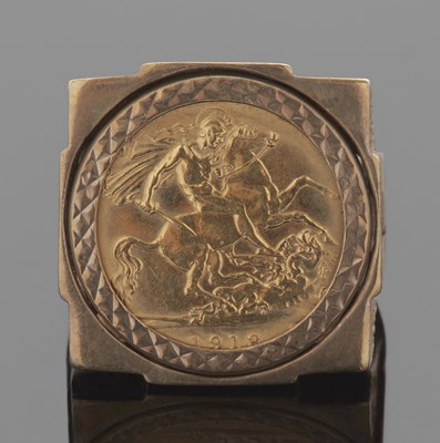 Lot 379 - George V half sovereign dated 1913, in a 9ct...