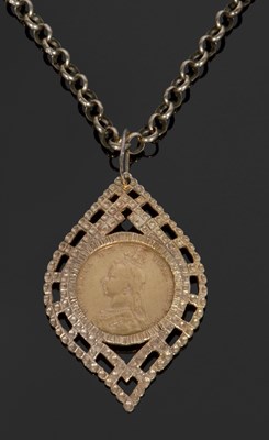 Lot 381 - Victorian sovereign dated 1891, in an ornate...