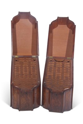 Lot 441 - Near pair of Georgian mahogany veneered knife...