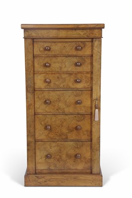 Lot 465 - Victorian walnut veneered wellington chest...