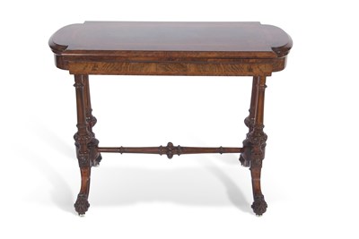 Lot 476 - Victorian walnut veneered and inlaid card...