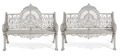 Lot 460 - A pair of Coalbrookdale style cast iron garden...