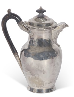 Lot 280 - Edwardian hot water jug of circular baluster...