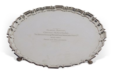 Lot 301 - Elizabeth II shaped circular salver with...