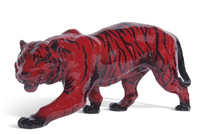 Lot 67 - Royal Doulton Flambe figure of a Tiger with...