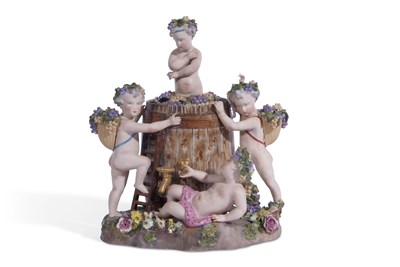 Lot 131 - Large Meissen centre piece decorated with...