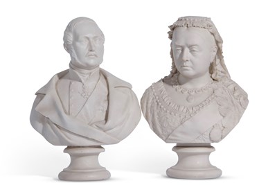 Lot 144 - Parian bust of Victoria modelled by R J Morris,...