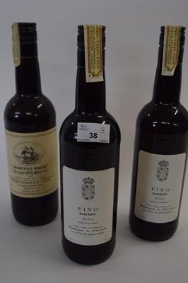 Lot 38 - 3 BOTTLES OF BISCUIT SACK FINEST OLD SHERRY,...